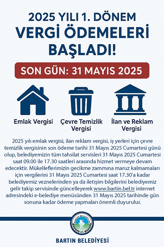  VERGİ ÖDEMELERİ İÇİN SON GÜN 31 MAYIS