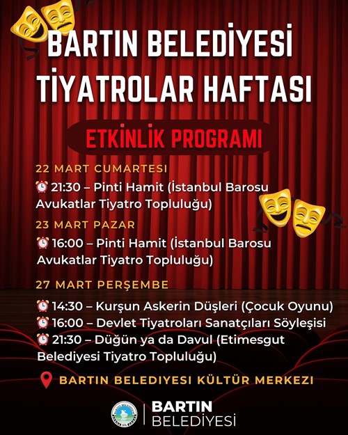 BARTIN BELEDİYESİ TİYATRO HAFTASI BAŞLIYOR